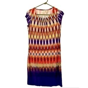 NWT Chico's Womens Sz 0 Ombre Ikat Print Multi Color Ilana Dress Stretch Purple